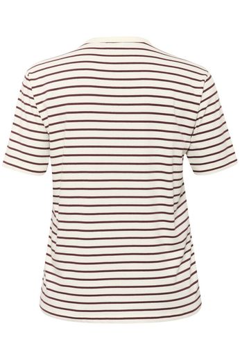 Kaffe Curve Winni Sleeve T-Shirt Ant. White/Fudge Stripe - OAK Fashion Noordwolde