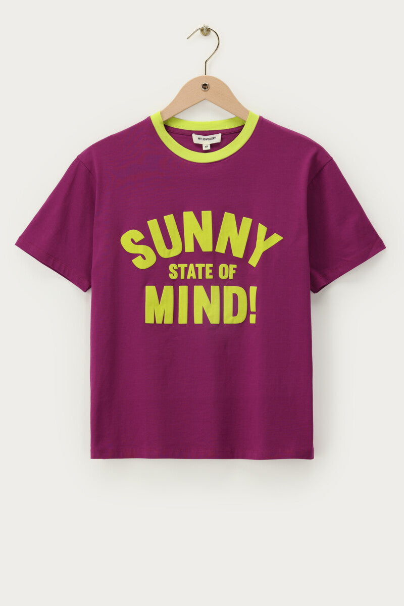 My Jewellery T-shirt Sunny State of Mind Paars - OAK Fashion Noordwolde