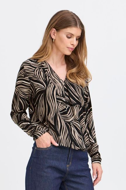 Fransa FRFLORA TEE 5 Black art - OAK Fashion Noordwolde