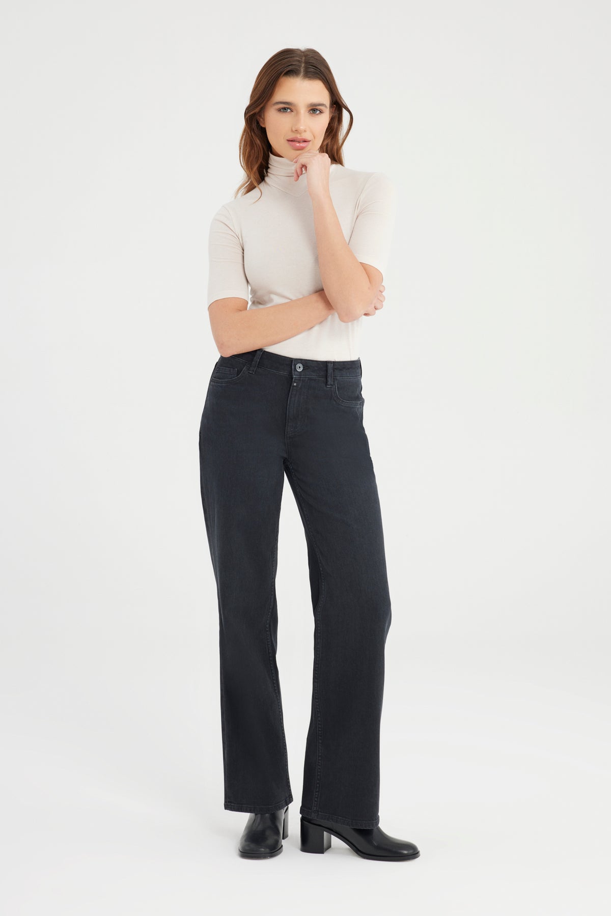 COJ Jeans Jeans Nova Wide Zwart - OAK Fashion Noordwolde