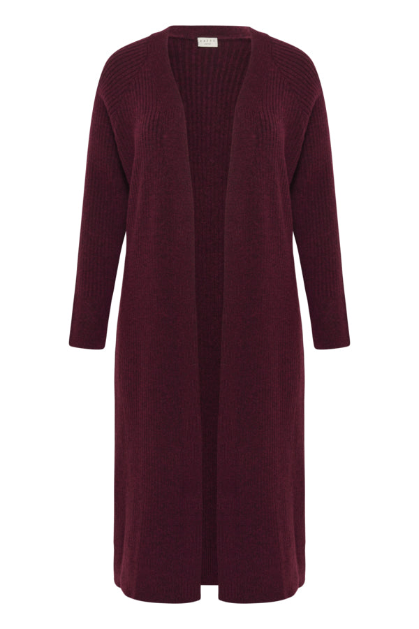 Kaffe Curve KCrinye Long Cardigan Windsor Wine - OAK Fashion Noordwolde