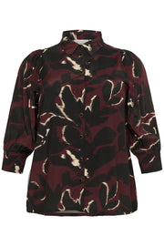 Kaffe Curve KCmilana Shirt Windsor Wine/Black Flower - OAK Fashion Noordwolde