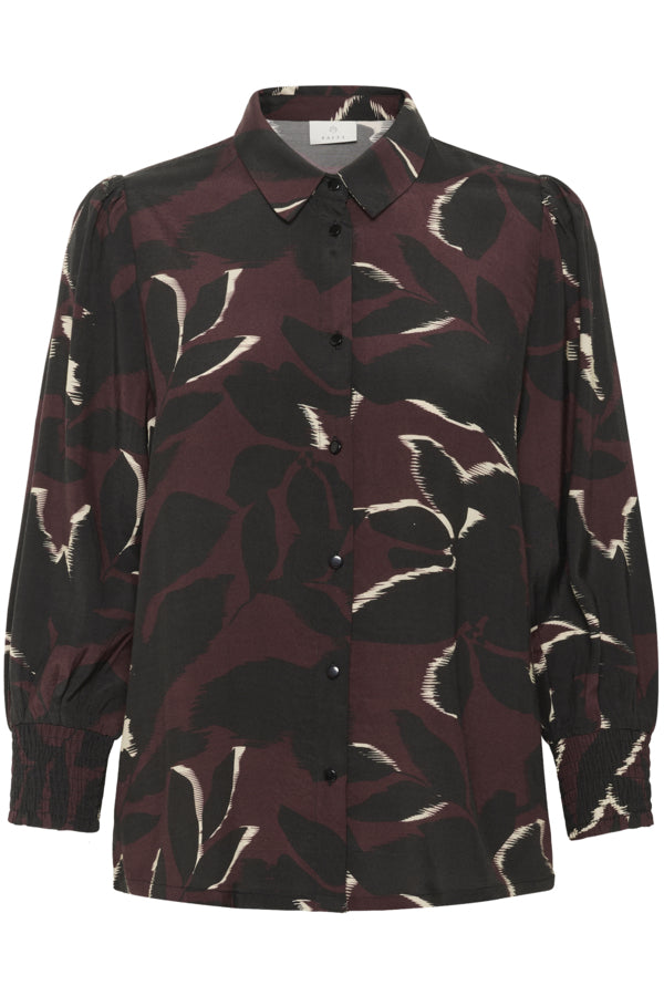 Kaffe Blouse Mille Windsor Wine/Black Flower - OAK Fashion Noordwolde