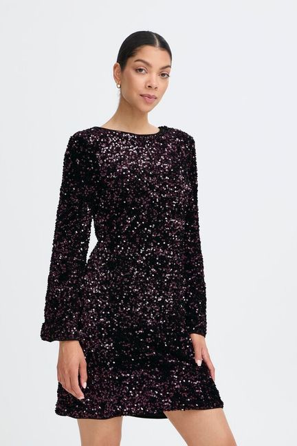 B.young BYPAILLET BOW DRESS 2 FUDGE SEQUIN MIX - OAK Fashion Noordwolde