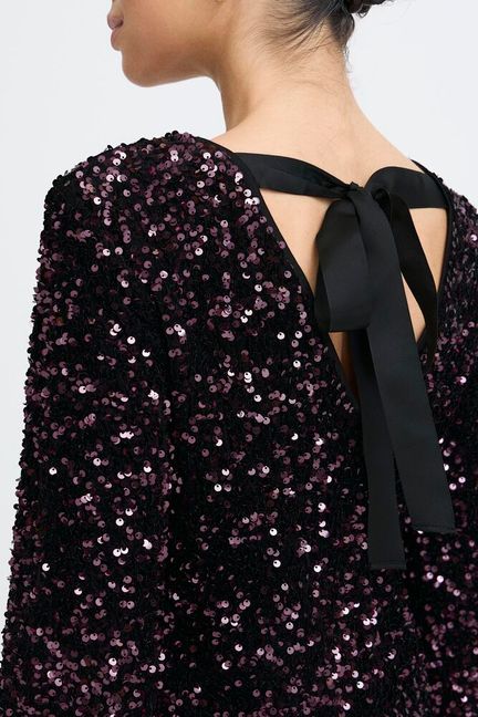 B. Young BYPAILLET BOW DRESS 2 FUDGE SEQUIN MIX - OAK Fashion Noordwolde