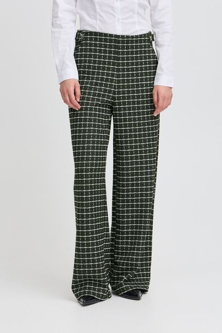 Ichi Pantalon Kate Cloule RIFLE GREEN CHECK - OAK Fashion Noordwolde