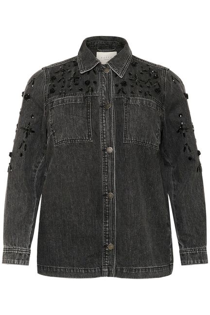 Kaffe Curve KCjaida Denim Jacket Dark grey washed denim - OAK Fashion Noordwolde