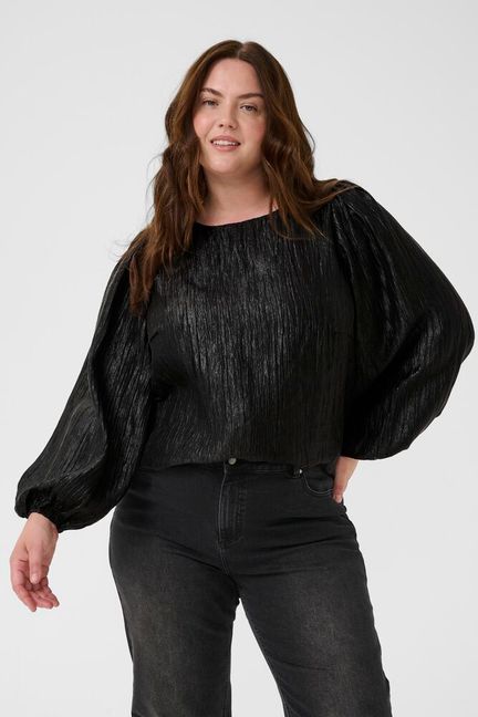 Kaffe Curve KCrizza Blouse Black Deep - OAK Fashion Noordwolde