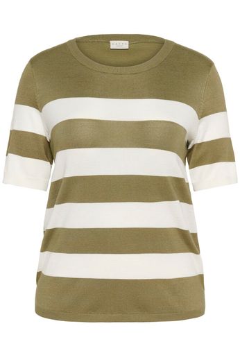 Kaffe Curve Pullover Lizzy Streep D. Green W. Chalk Wide Stripe - OAK Fashion Noordwolde