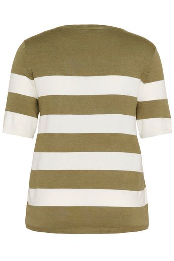 Kaffe Curve Pullover Lizzy Streep D. Green W. Chalk Wide Stripe - OAK Fashion Noordwolde