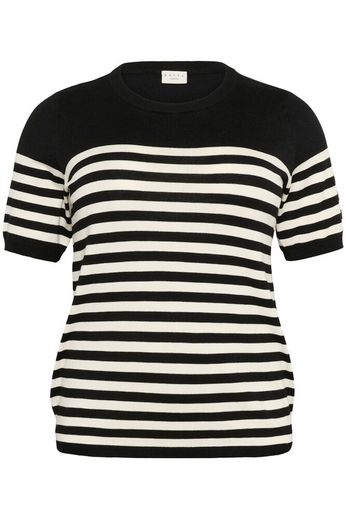Kaffe Curve Pullover Lizzy Streep Black/Turtledove Half Stripe - OAK Fashion Noordwolde
