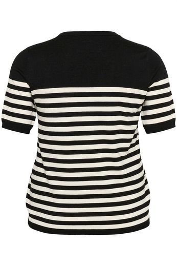 Kaffe Curve Pullover Lizzy Streep Black/Turtledove Half Stripe - OAK Fashion Noordwolde