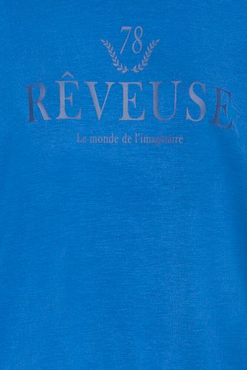 Fransa Sweater Aurora TRUE BLUE TEXT - OAK Fashion Noordwolde