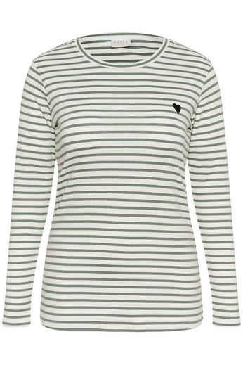 Kaffe Curve T-shirt Lia Chalk/Sea Spray -Black Heart - OAK Fashion Noordwolde