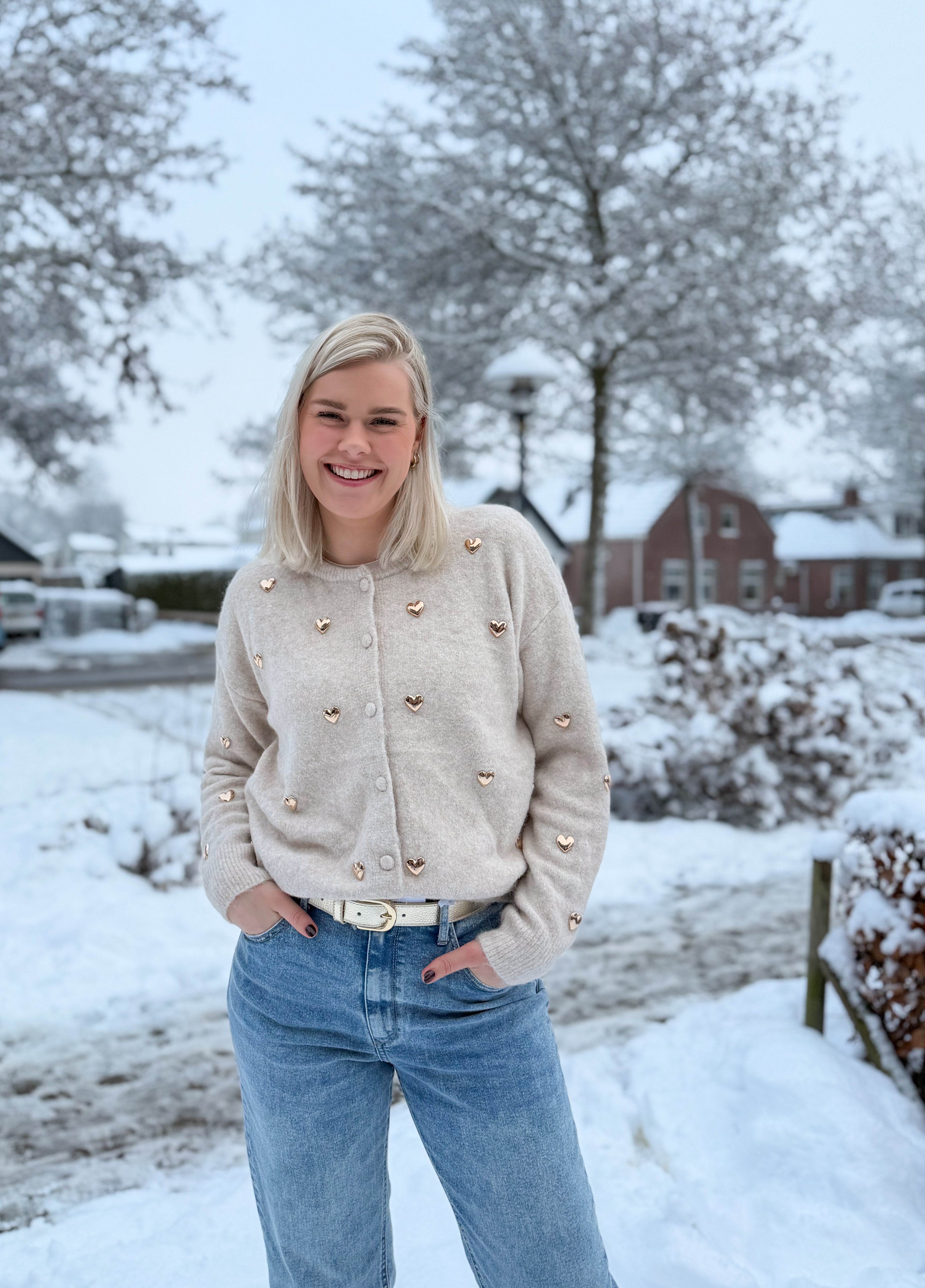 Oak Vest met harten Bruin - OAK Fashion Noordwolde