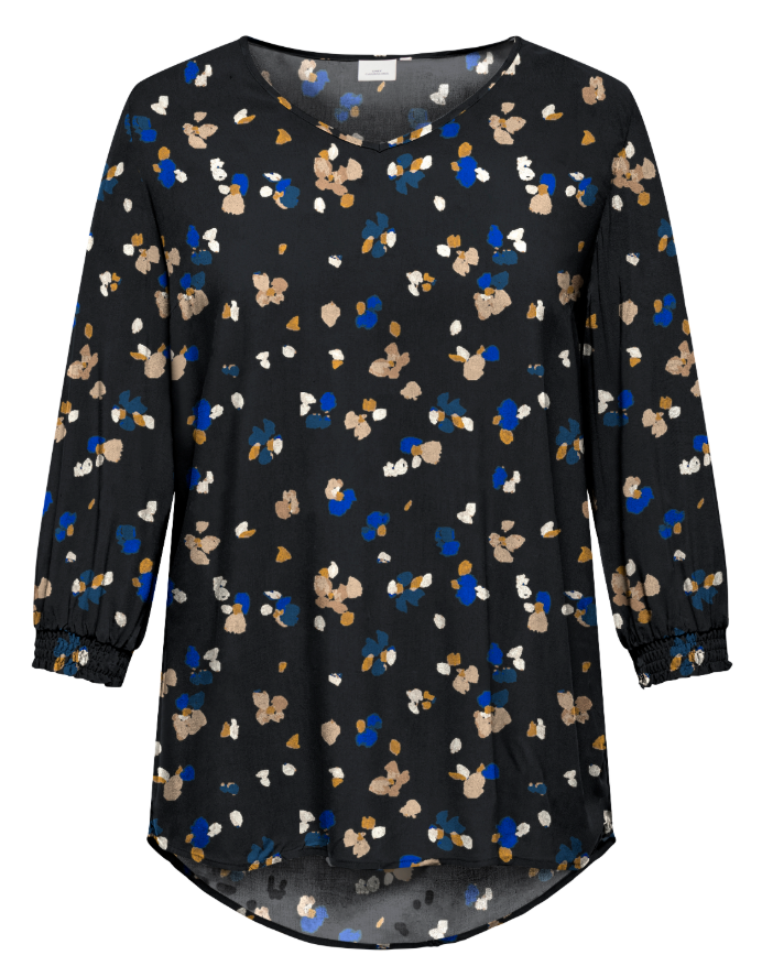 Carmakoma CARPETREA LIFE 3/4 V-NECK TOP AOP Zwart - OAK Fashion Noordwolde