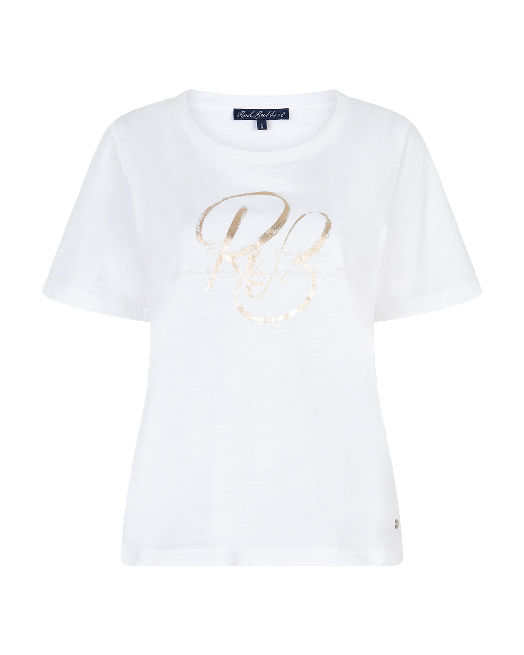Red Button T-shirt Temmy Foil White/Gold - OAK Fashion Noordwolde