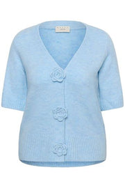 Kaffe Curve KCrosa Cardigan Powder Blue Melange - OAK Fashion Noordwolde