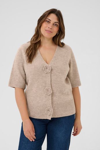 Kaffe Curve KCrosa Cardigan Feather Gray Melange - OAK Fashion Noordwolde