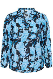 Kaffe Curve Blouse Sasja Blue Snake Flower - OAK Fashion Noordwolde