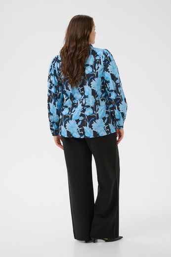Kaffe Curve Blouse Sasja Blue Snake Flower - OAK Fashion Noordwolde