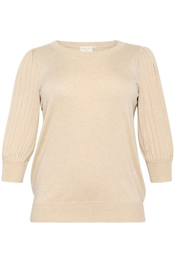 Kaffe Curve KCloni 3/4 SL Knit Pullover Feather Gray Melange - OAK Fashion Noordwolde