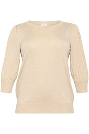 Kaffe Curve KCloni 3/4 SL Knit Pullover Feather Gray Melange - OAK Fashion Noordwolde