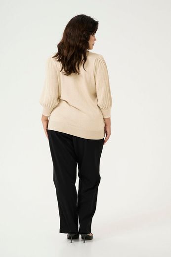 Kaffe Curve KCloni 3/4 SL Knit Pullover Feather Gray Melange - OAK Fashion Noordwolde