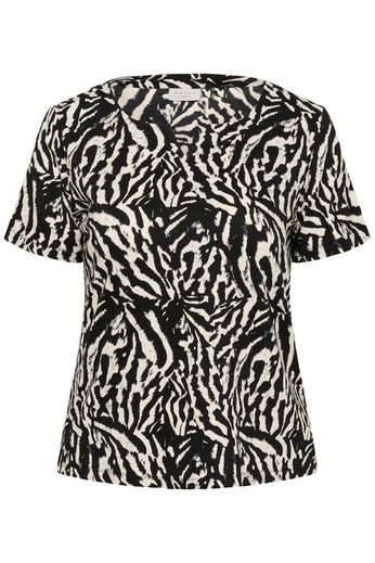 Kaffe Curve KCmella Jersey Blouse Black Deep/Chalk s animal - OAK Fashion Noordwolde