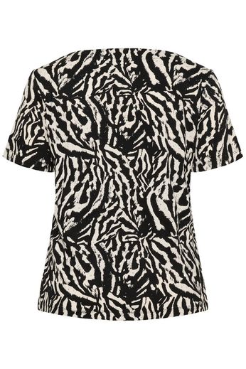 Kaffe Curve KCmella Jersey Blouse Black Deep/Chalk s animal - OAK Fashion Noordwolde