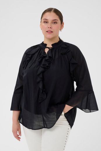 Kaffe Curve KCflori Blouse Black Deep - OAK Fashion Noordwolde