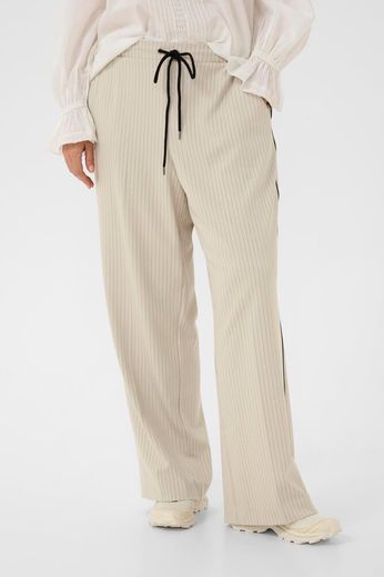 Kaffe Curve KCsirana Pants Chalk / Black Pin stripe - OAK Fashion Noordwolde