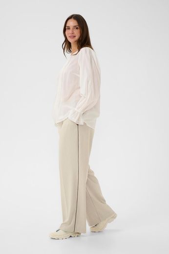 Kaffe Curve KCsirana Pants Chalk / Black Pin stripe - OAK Fashion Noordwolde