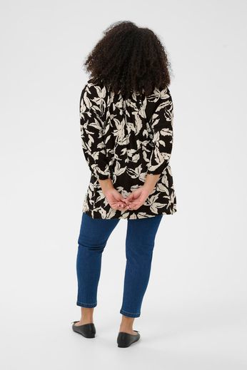 Kaffe Curve Blouse Ami Black Chalk Leaves - OAK Fashion Noordwolde