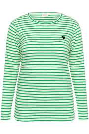 Kaffe Curve T-shirt Lia Chalk/Bright Green-Black Heart - OAK Fashion Noordwolde