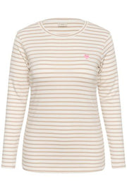 Kaffe Curve T-shirt Lia Chalk/Feather Gray- Pink Heart - OAK Fashion Noordwolde