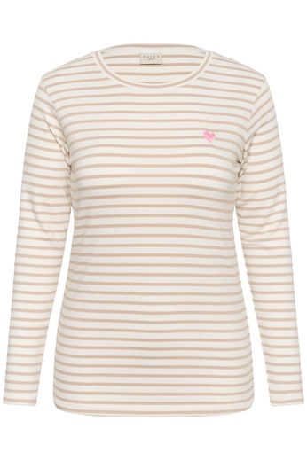 Kaffe Curve T-shirt Lia Chalk/Feather Gray- Pink Heart - OAK Fashion Noordwolde
