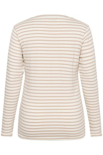 Kaffe Curve T-shirt Lia Chalk/Feather Gray- Pink Heart - OAK Fashion Noordwolde