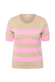 Kaffe Curve Pullover Lizzy Streep Feather Mel/ Pink Wide Stripe - OAK Fashion Noordwolde