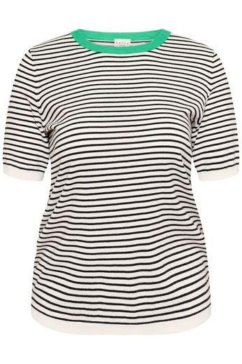 Kaffe Curve KClizzy Knit Pullover Chalk / Black Fine Stripe - OAK Fashion Noordwolde