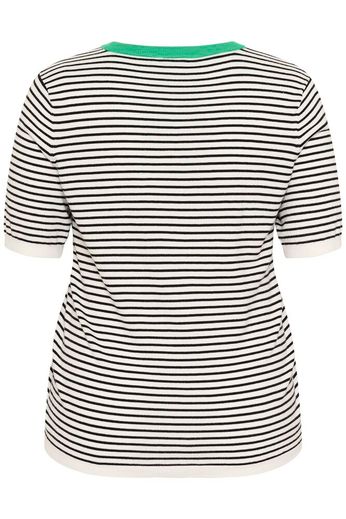 Kaffe Curve KClizzy Knit Pullover Chalk / Black Fine Stripe - OAK Fashion Noordwolde