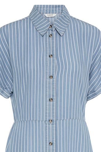 B. Young BYKOSMO BUTTON DRESS LIGHT BLUE DENIM STRIPE - OAK Fashion Noordwolde