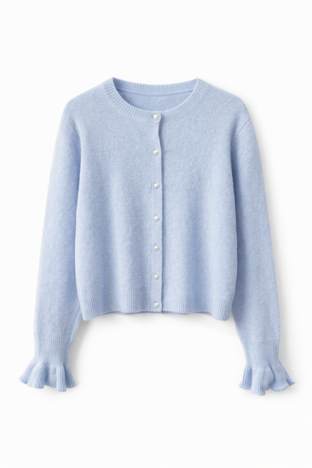 Oak Vest met parel knoop Blauw - OAK Fashion Noordwolde