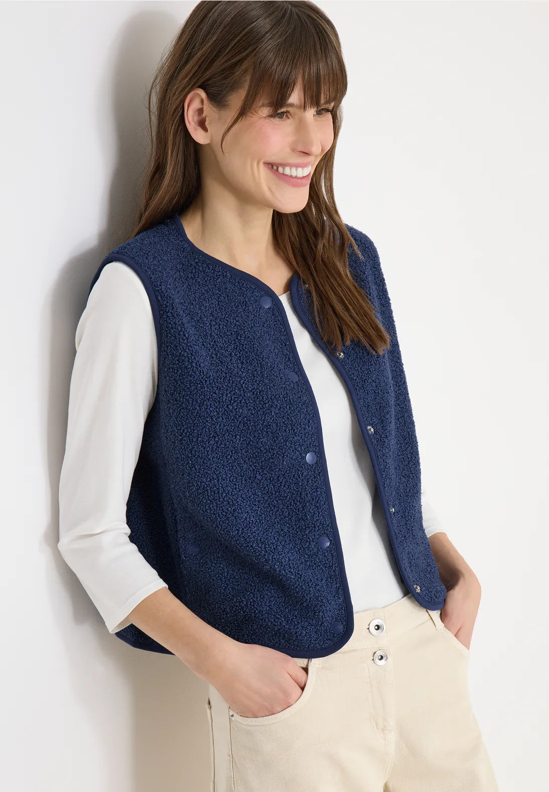 Cecil Gilet Curly Blauw - OAK Fashion Noordwolde