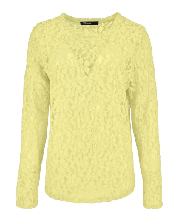 Fos Amsterdam Top Lacie Kant Geel - OAK Fashion Noordwolde