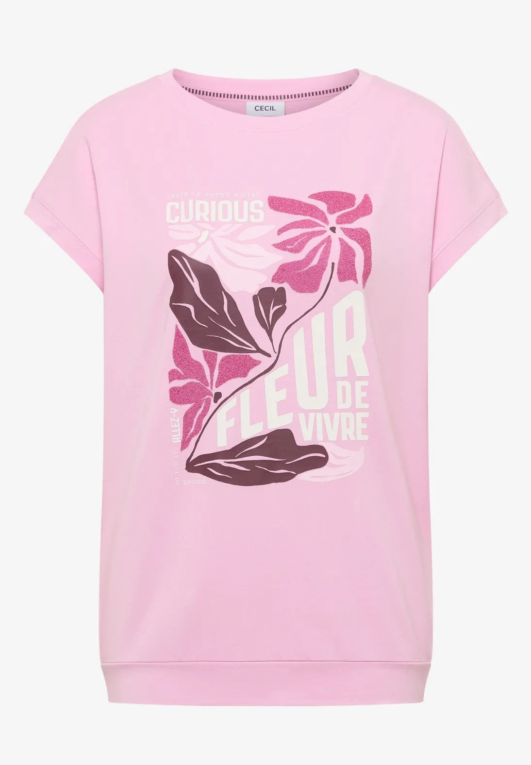 Cecil Top Fleur Roze - OAK Fashion Noordwolde