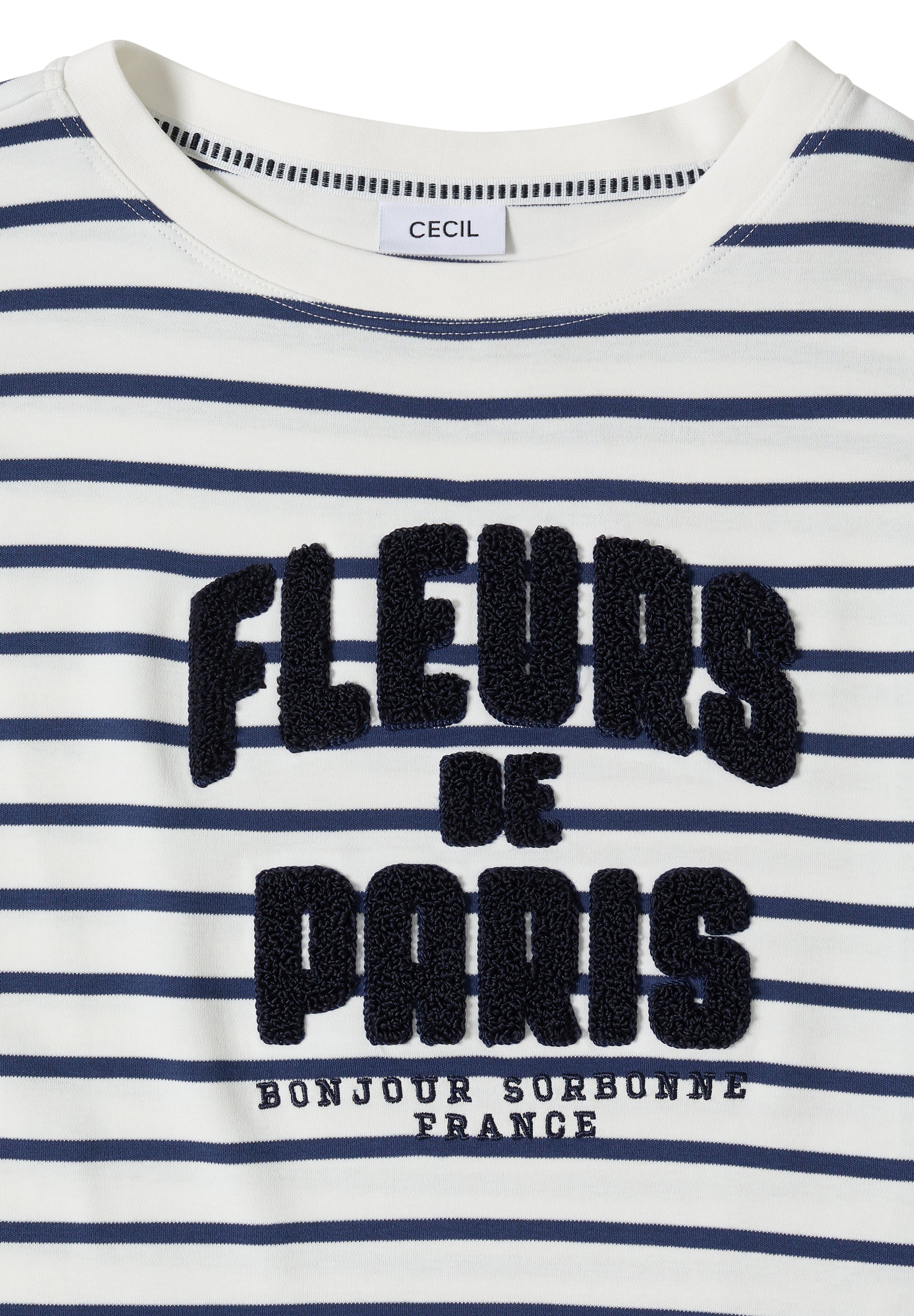 Cecil Top Fleur Streep Blauw - OAK Fashion Noordwolde