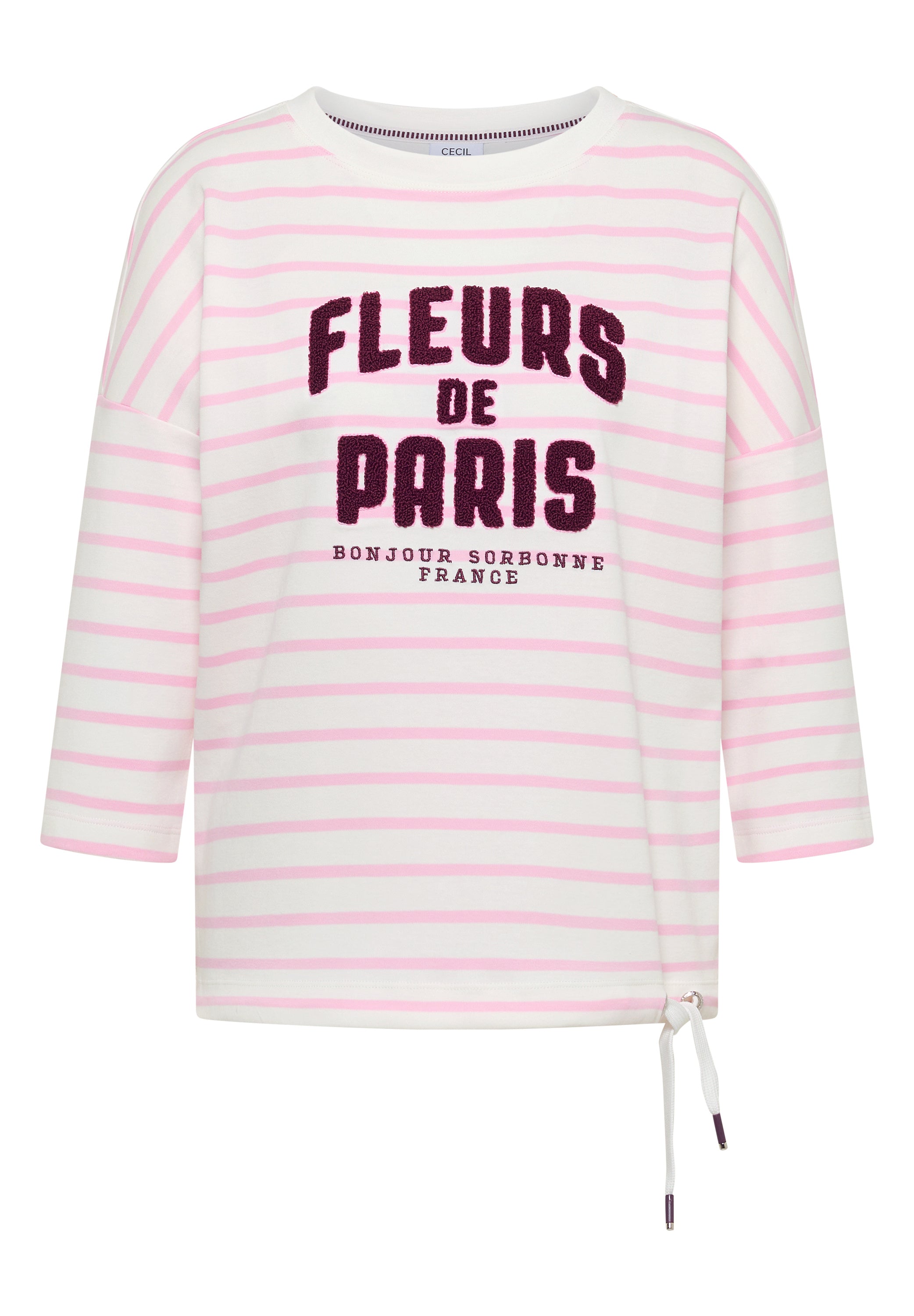Cecil Top Fleur Streep Roze - OAK Fashion Noordwolde