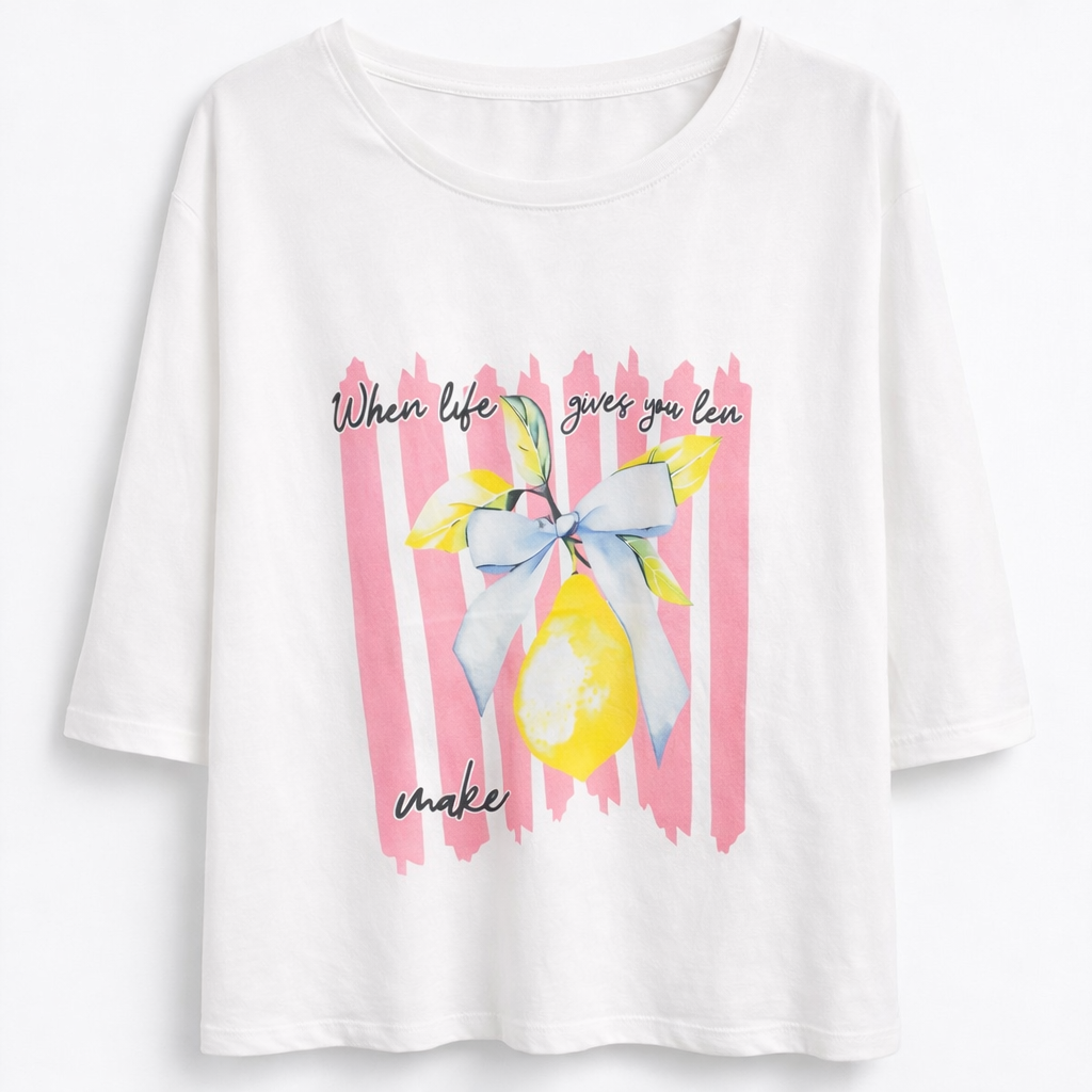 Oak T-shirt Lemon Wit - OAK Fashion Noordwolde