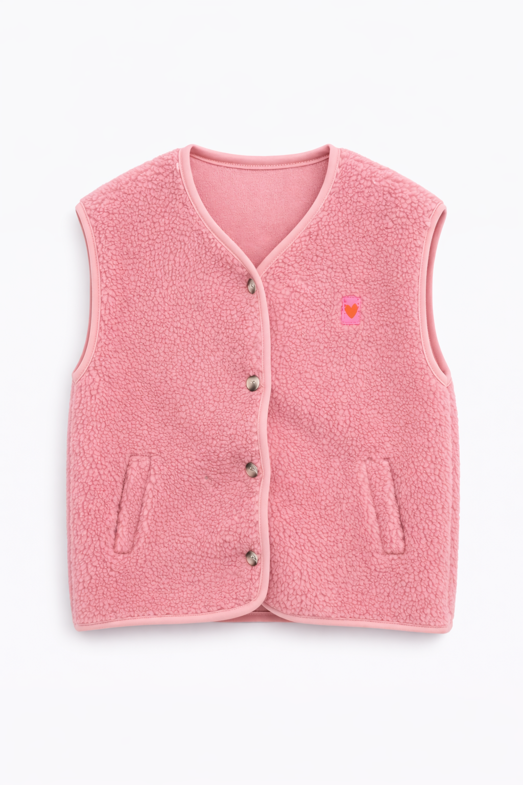 Oak Gilet Teddy Hartje Roze - OAK Fashion Noordwolde
